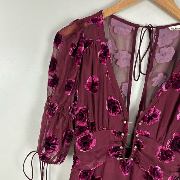 For Love & Lemons Sophie Velvet Floral Mini Dress XS Extra Small READ - Picture 6 of 14